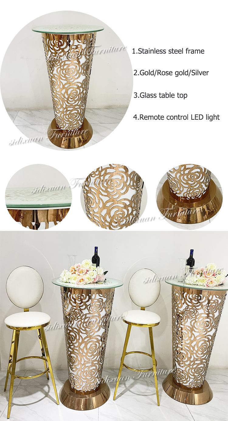 Led light up bar table details
