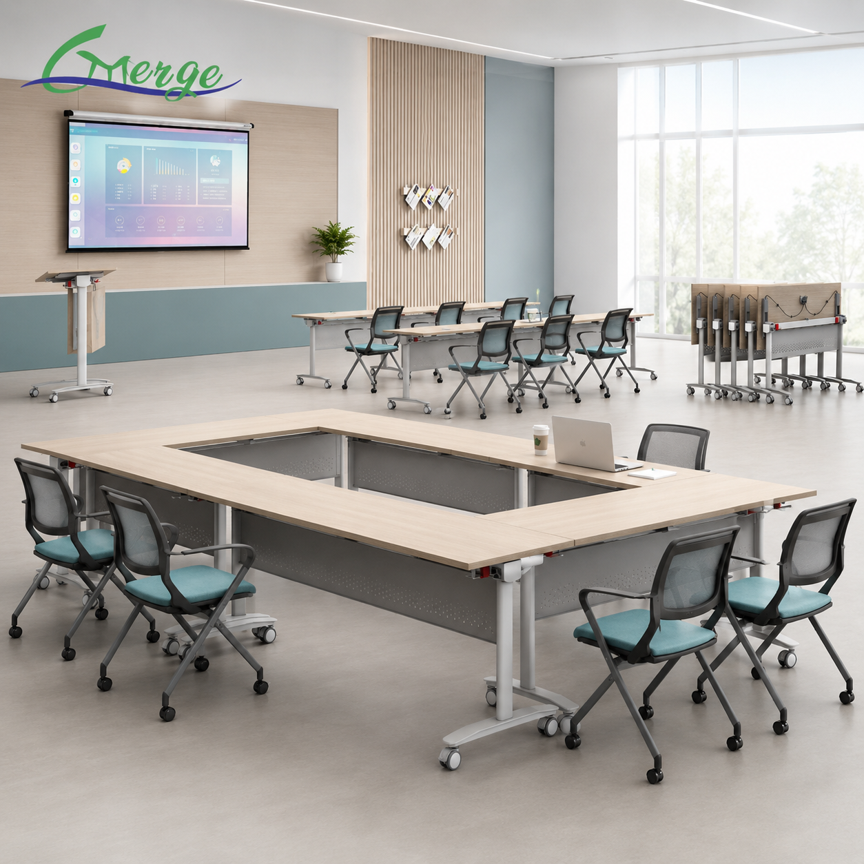 Hot Selling Commercial-Grade Folding Conference Table Modern Space-Saving Foldable Learning University Study Desk for Schools