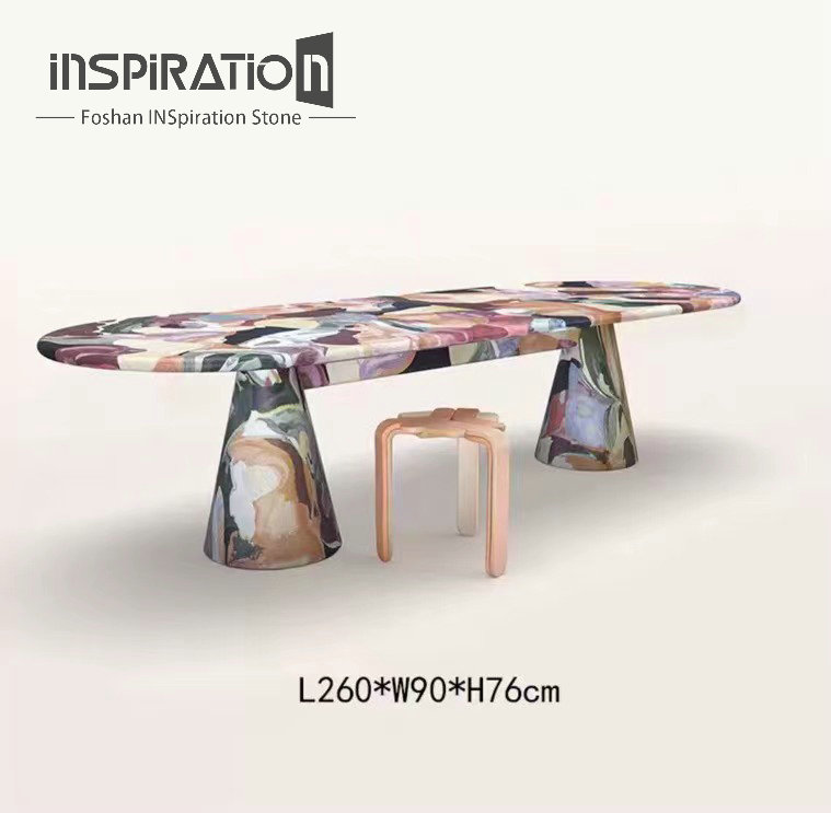 Amazing Creative Fiberglass Colored Hand-paint Fiberglass Hotel Dining Table Commercial Furniture