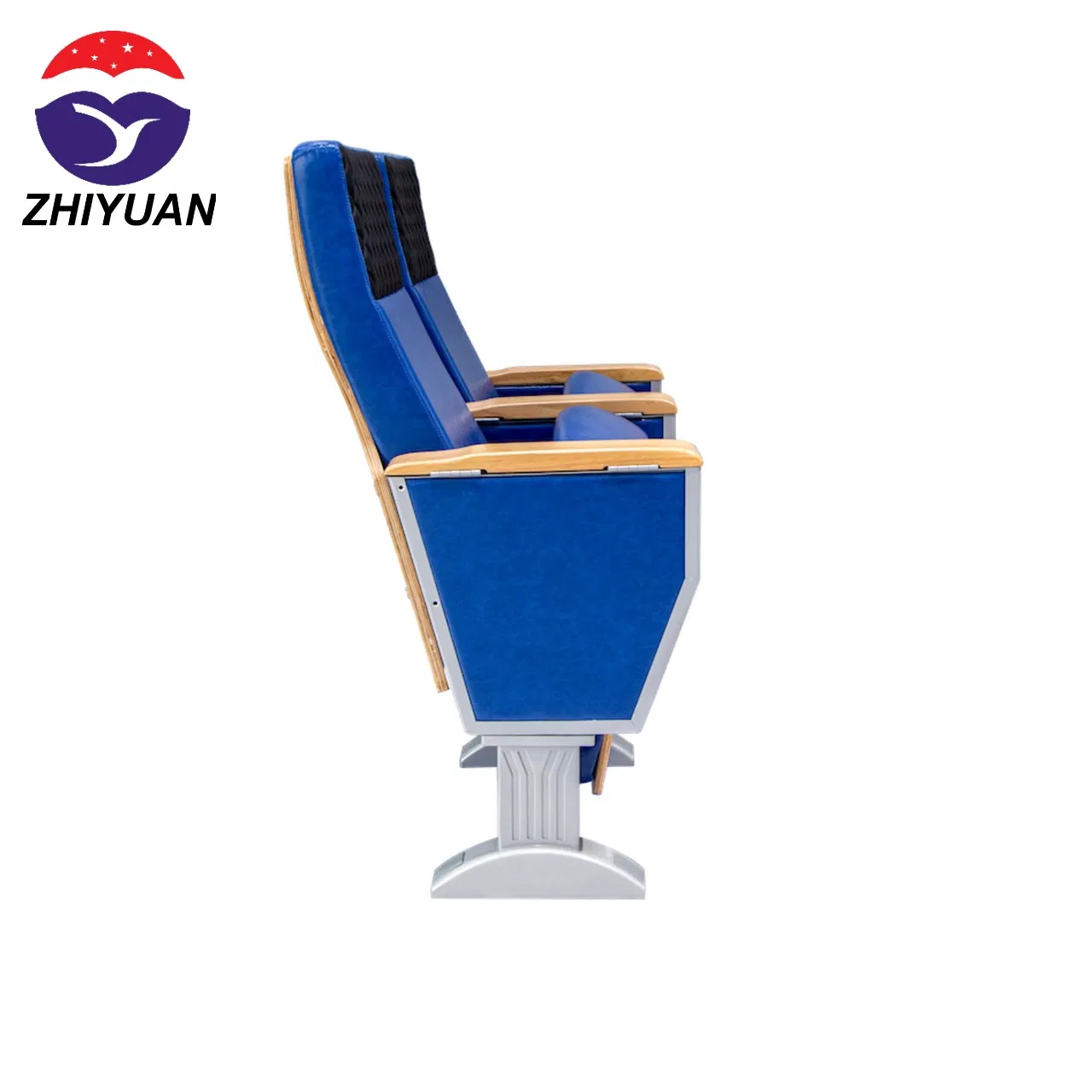 Fireproof Fabric Auditorium Chair with Wood Armrest for Church Worship Event Hall