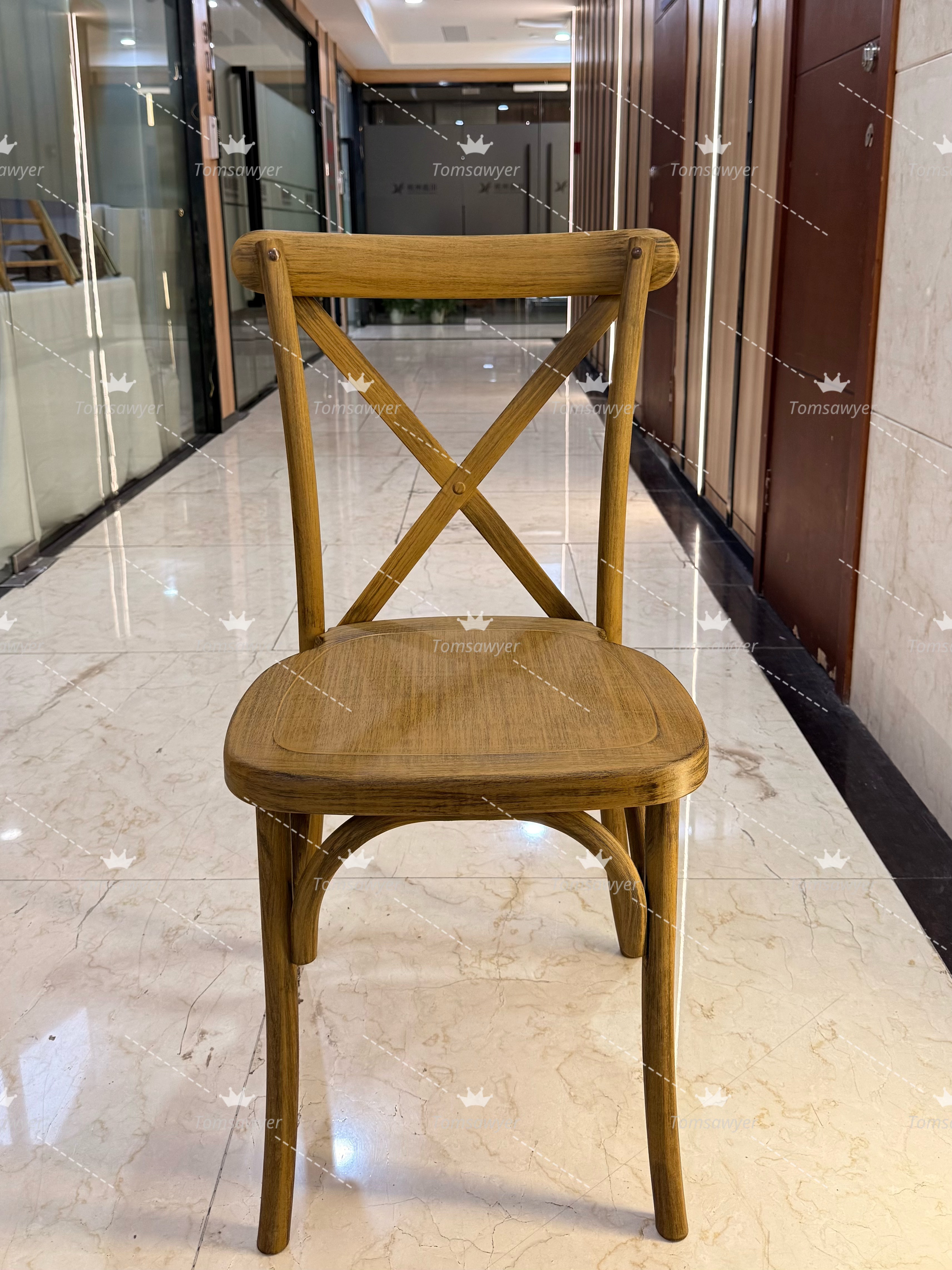 Disassembled PP Resin X Cross Back Chair Weather Resistant Stackable Indoor Outdoor Commercial Hotel Restaurant School Villa
