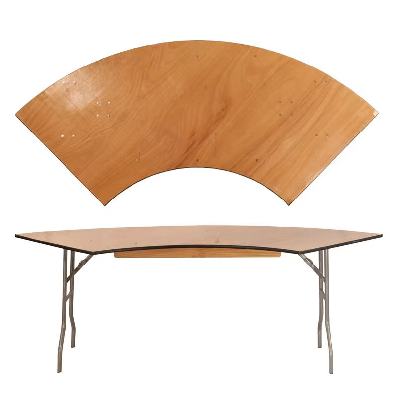 Simple Wooden Round Shape Folding Dining Table for Outdoor Wedding Banquets for Hotels