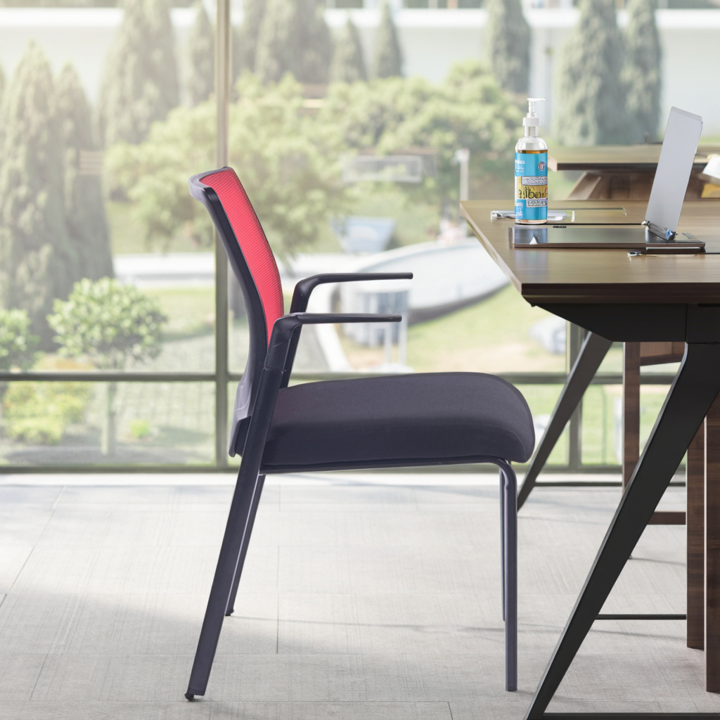 Modern Design Kabel Fixed Metal Leg Mesh Back Stackable Office Visitor Chair For Waiting Room