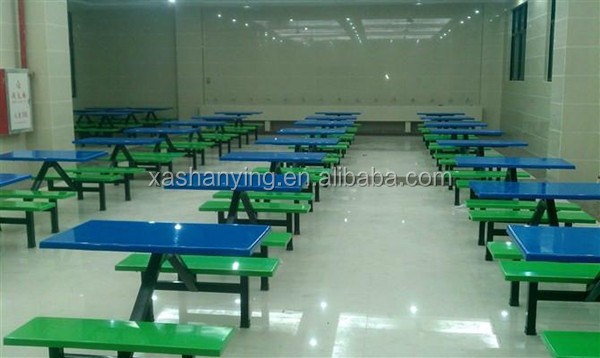 The Popular Design 8 Seats Fiber Glass School Canteen Dinning Table