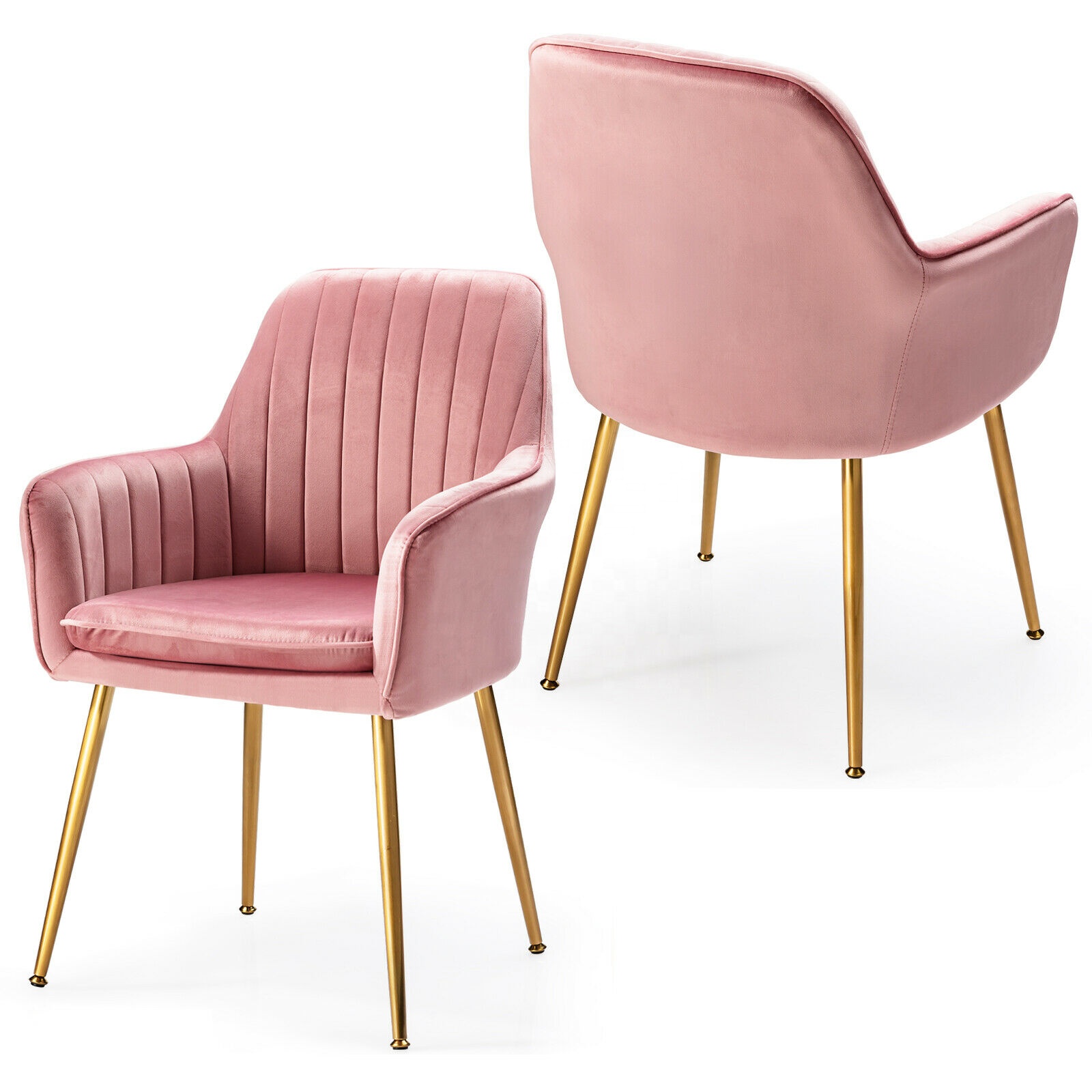 Modern Leisure Upholstered Velvet Fabric Dining Chairs with Armrest