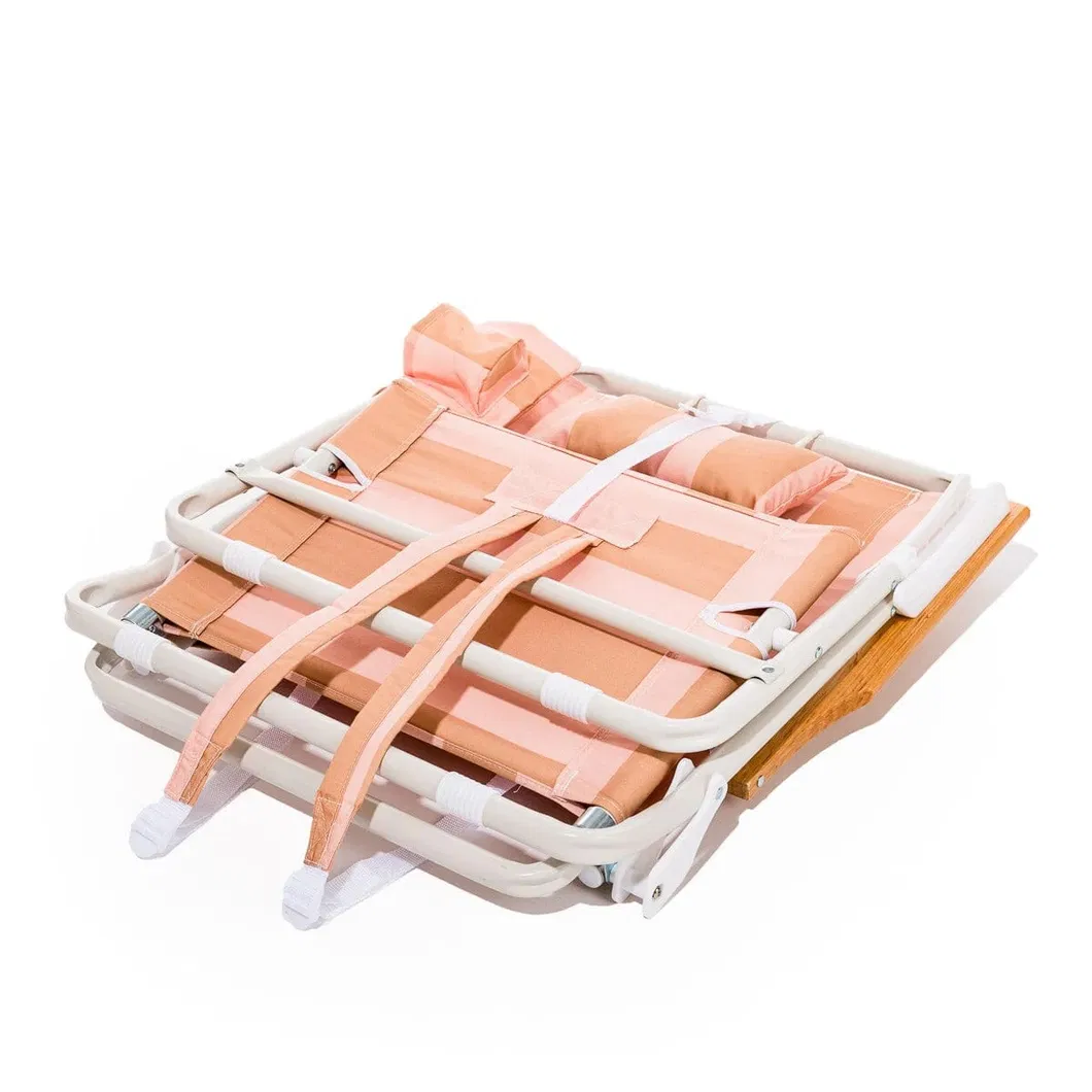 Customizable 5-Position Folding Reclining Beach Chairs with Wooden Armrests
