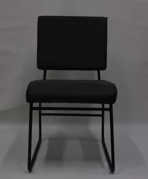 Hot Sale Stacking Restaurant Hotel Furniture Chairs Upholstered Fabric Seat and Back Metal Legs Dining Chairs
