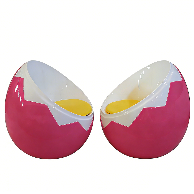 Egg Shape Fiberglass Modern Dining Table Chairs Set Waterproof Customized Color Bending Cutting Services One-piece Molded
