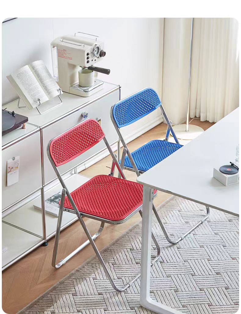 Factory-Wholesale Nordic Modern Minimalist Trendy Vanity Folding Chair Metal Social-Media-Hot Photo Home Dining Chair