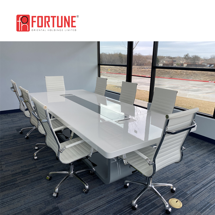 American It Company Pure White High End Conference Table High Glossy Conference Meeting Table