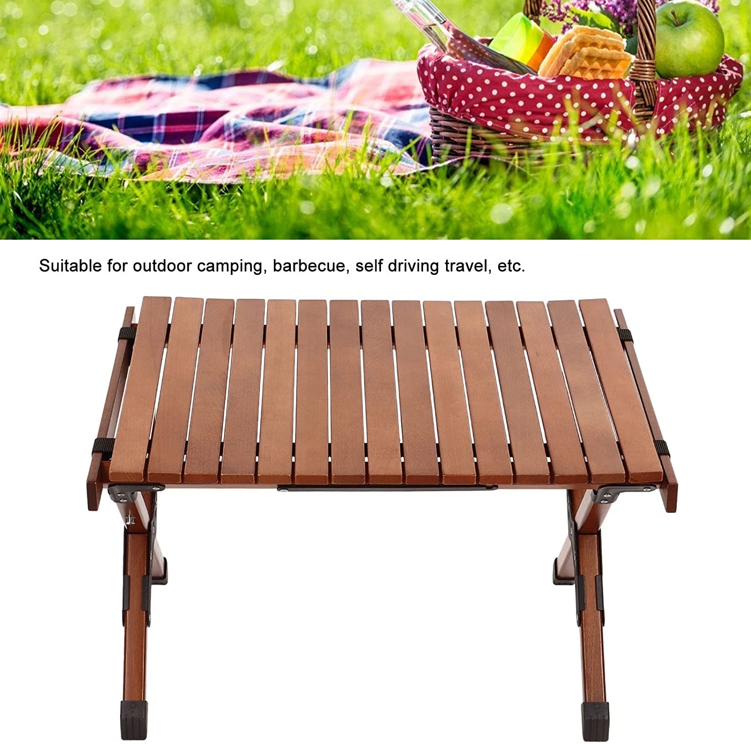 Portable wooden folding outdoor patio picnic camping table