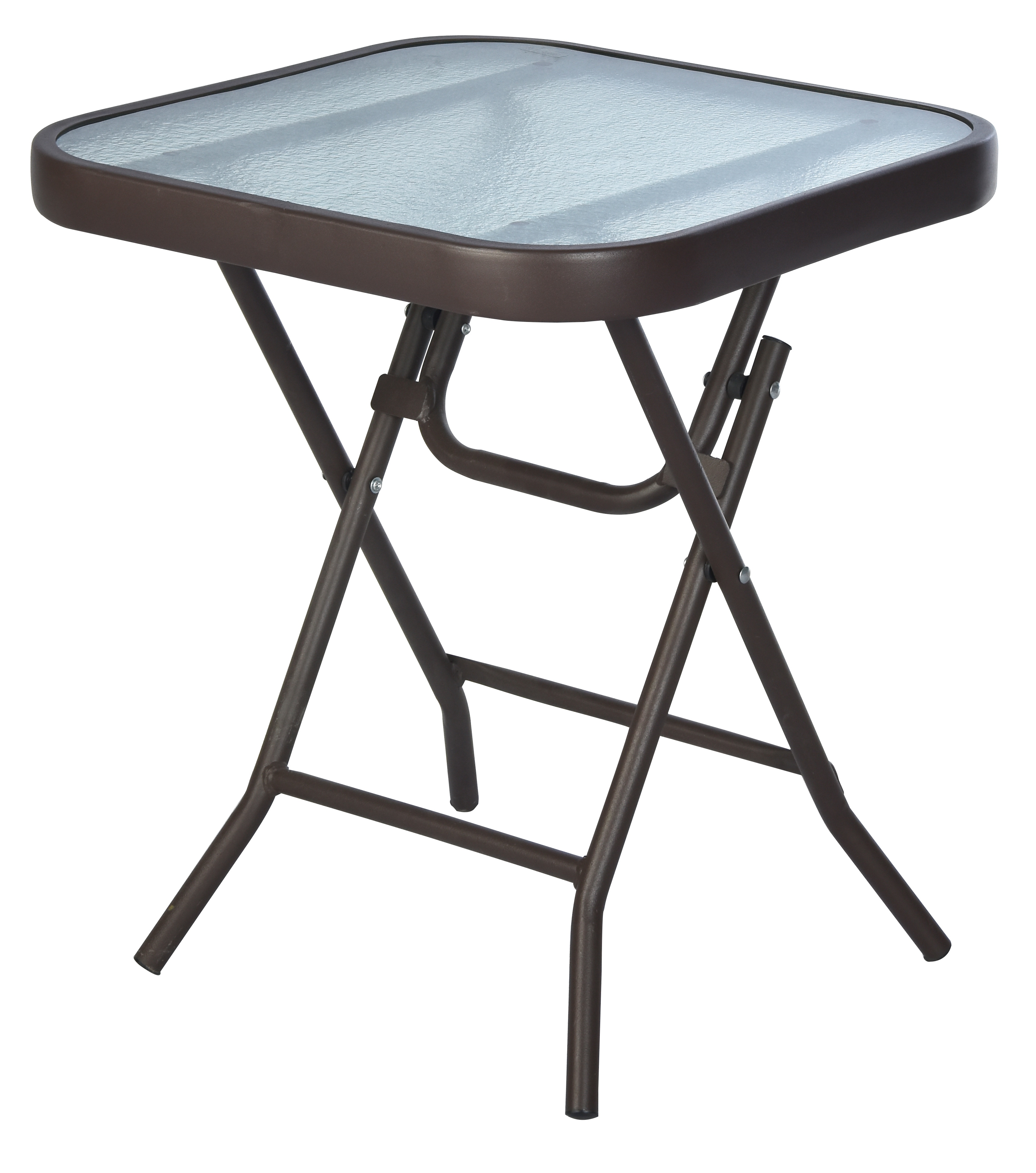 Custom Balcony Folding Table Tempered Glass Cafe Outdoor Tables Small Patio Furniture Matte Steel Frame Side Table for Backyard