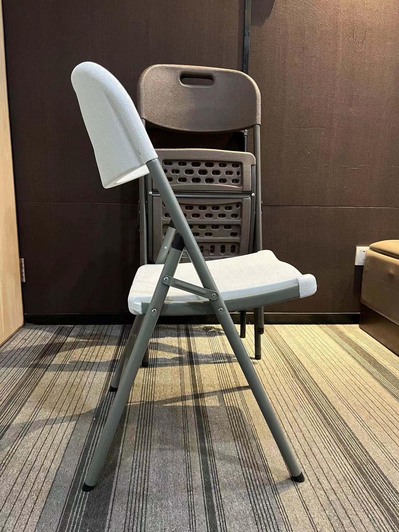 White Folding Chair Household Dining Chair Plastic Conference Chair Blow Moulding Folding Reception Exhibition
