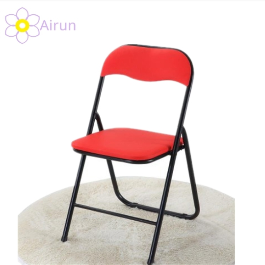 Black Foldable Light Weight Metal Steel Frame Folding School PU Leather Padded Chairs for Meeting Party Event Wedding Training Conference