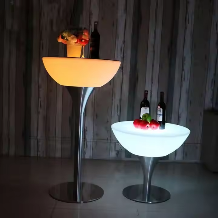 Modern Rechargeable LED Cocktail Table Light Color-Changing Party Illuminated Led Bar Table for Mall Nightclub Furniture