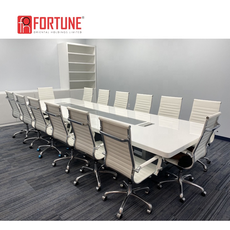 American IT Company Pure White High End Conference Table High Glossy Conference Meeting Table