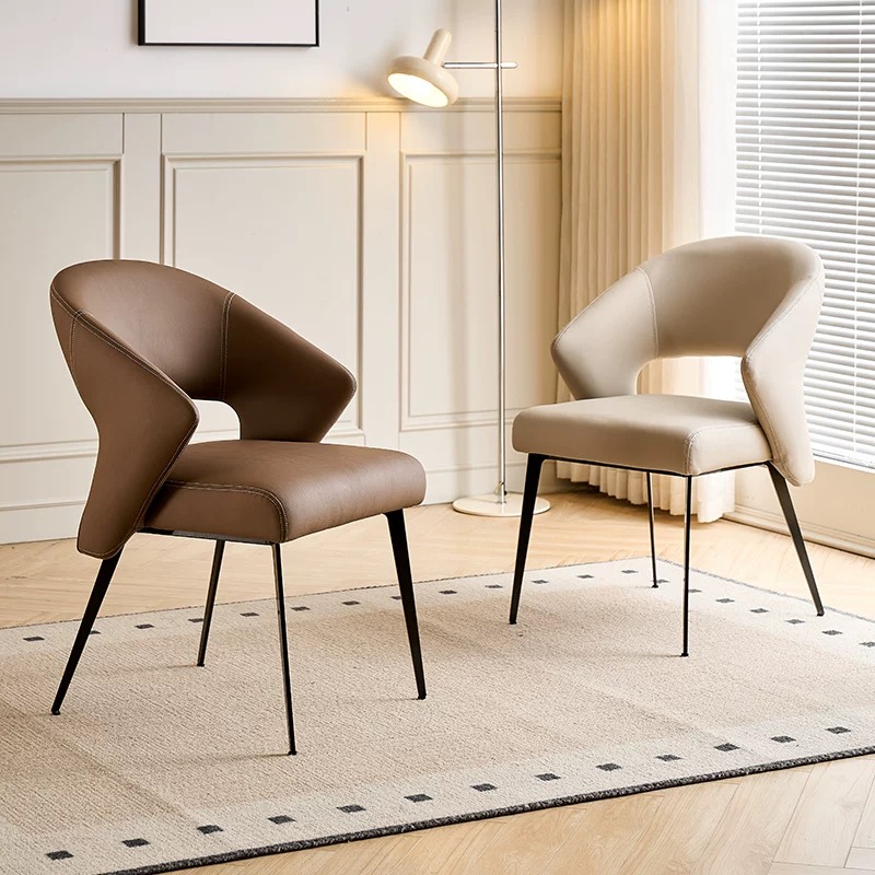 High-back Hotel Restaurant Designer Metal Italian Nordic Leather Eco-Friendly Durable Outdoor Dining Chairs Modern Luxury Chairs