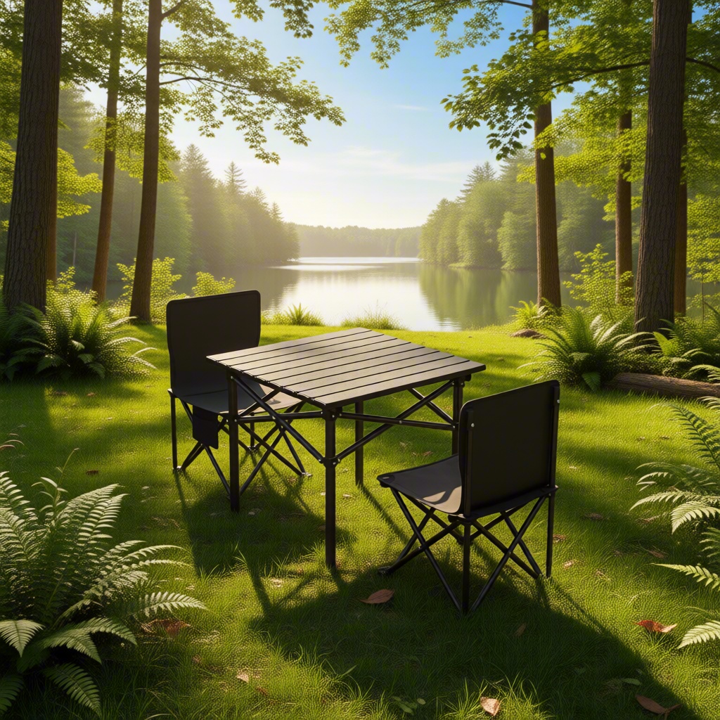 Modern Outdoor Folding Tables and Chairs Portable Oxford Material Steel Pipe Design for Camping Picnic Farmhouse Use