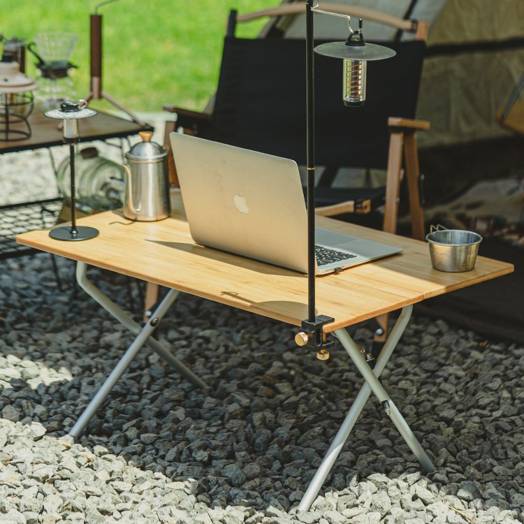 Outdoor Bamboo Folding Table-Fold-In-Half Design Portable for Camping &amp; Picnic Use Outdoor Furniture