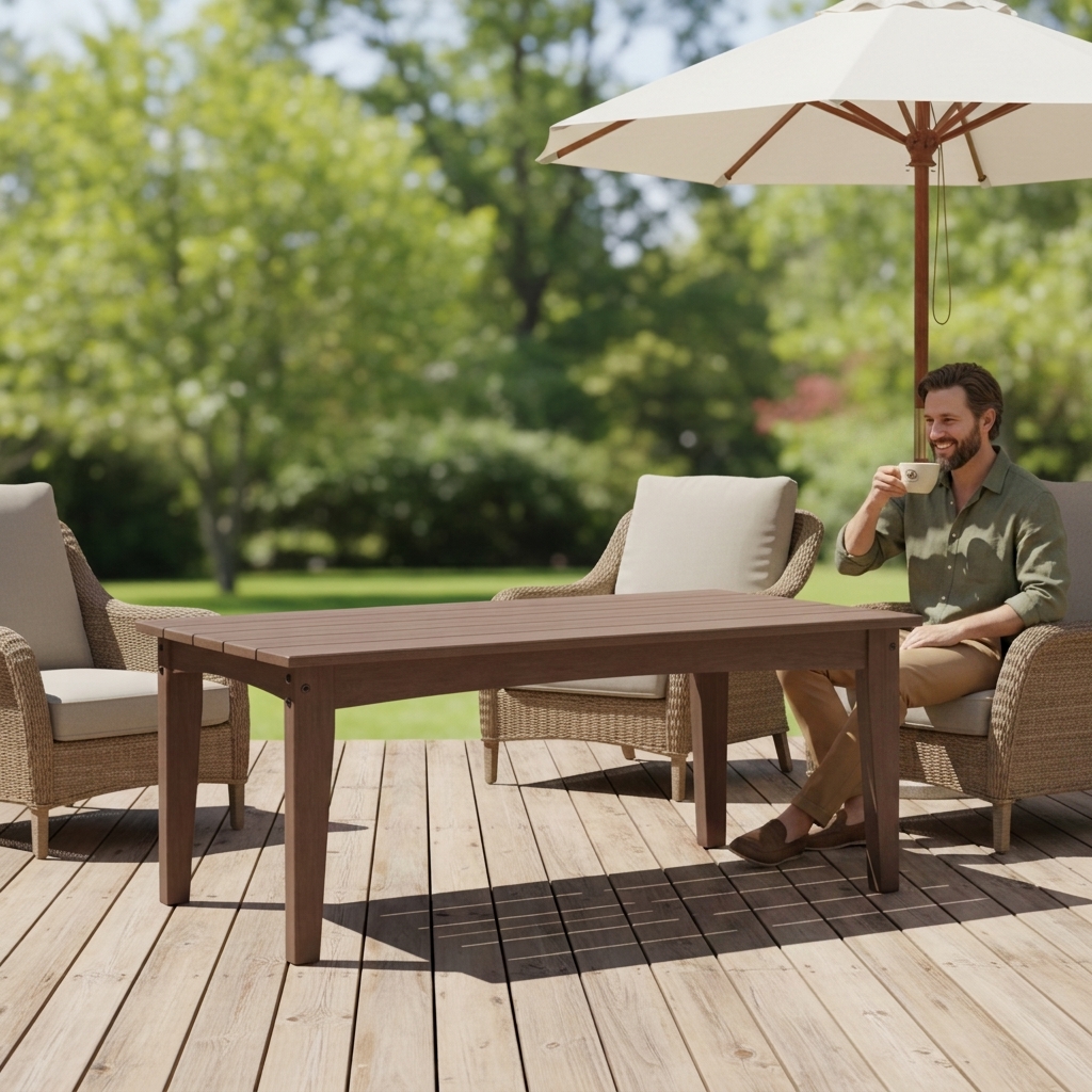 Commercial Grade HDPE Poly Lumber Heavy Duty Rectangular Outdoor Coffee Table for Gym Hospital &amp; Resort Poolside Use