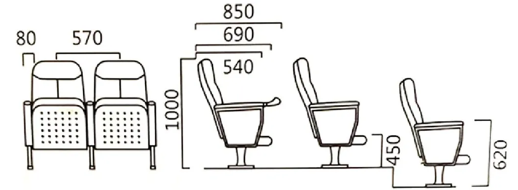 Folding Auditorium Chair Dimension