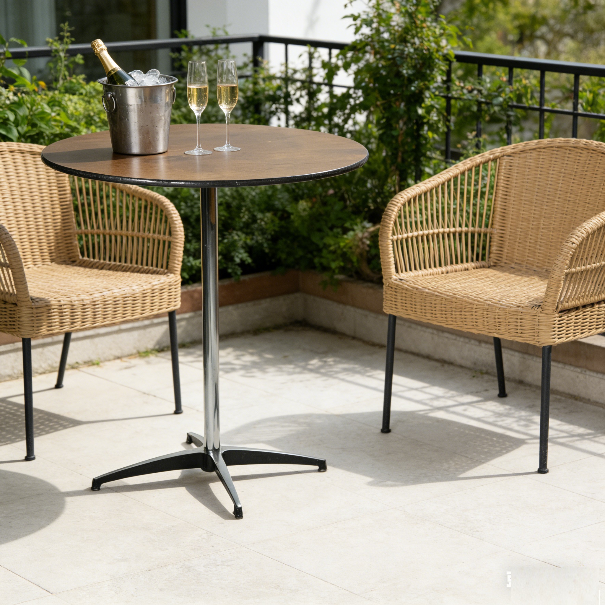 Modern Plywood Round High Top Bar Cocktail Table White Adjustable Height Commercial Use for Home Bar and Outdoor Banquet Parties