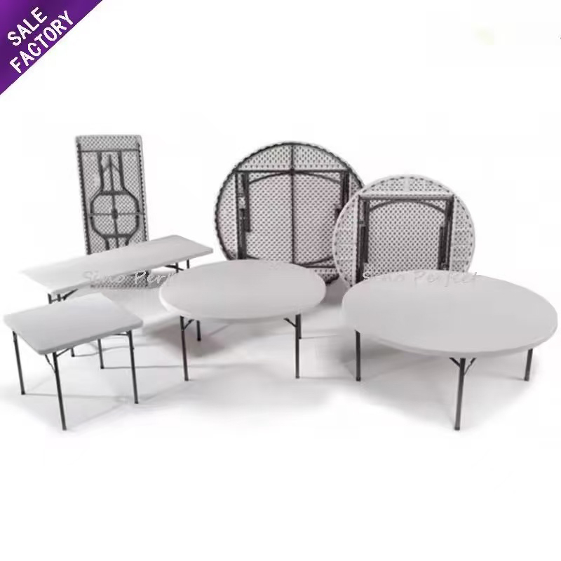 White Camping Portable Folding Table And Chairs Set Folding Foldable Rectangular Wedding Event White Tables Chair Outdoor