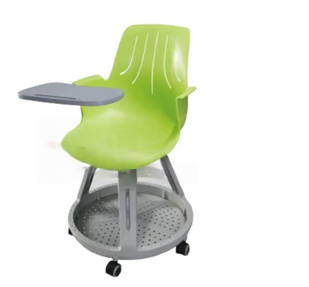 Colorful Foldable Plastic Chairs with Wooden Tablet Holder