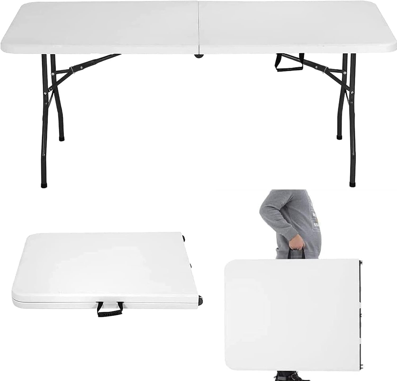 6FT Folding Tables Plastic Rectangle Patio Dining Party Foldable Camping Picnic Banquet Table