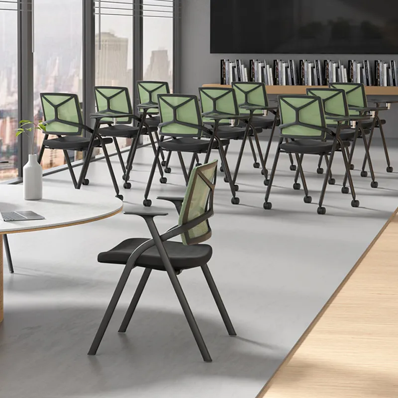 Folding Training University Lecture Chair with Table Pad Hall Chair with Wheel