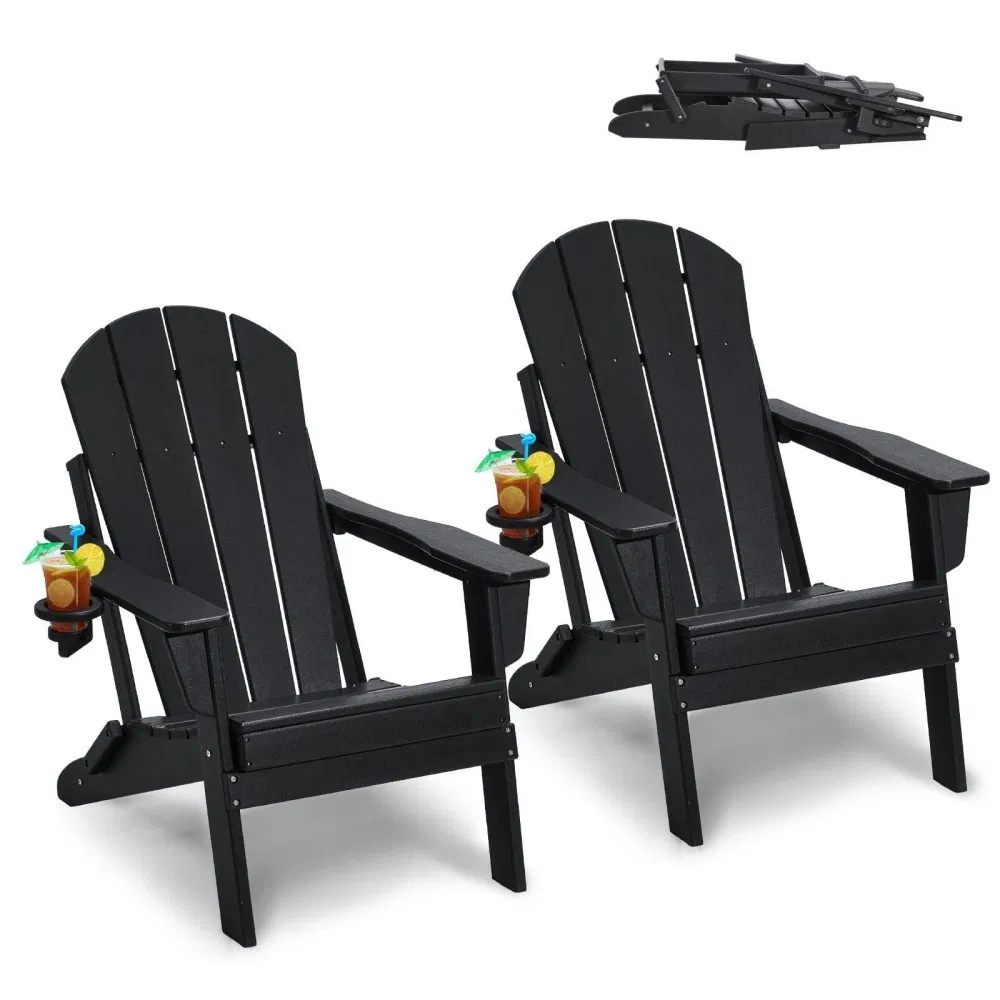 Elegant HDPE Plastic Wood Adirondack Folding Chair for Outdoor Enjoyment