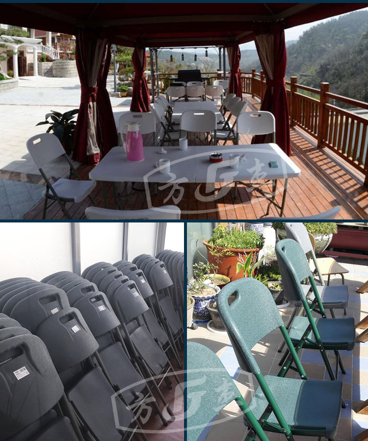 Lightweight HDPE Frame Foldable Chair 250lbs Capacity Farmhouse Style Waterproof Cushion Portable Outdoor Hotel Bedroom