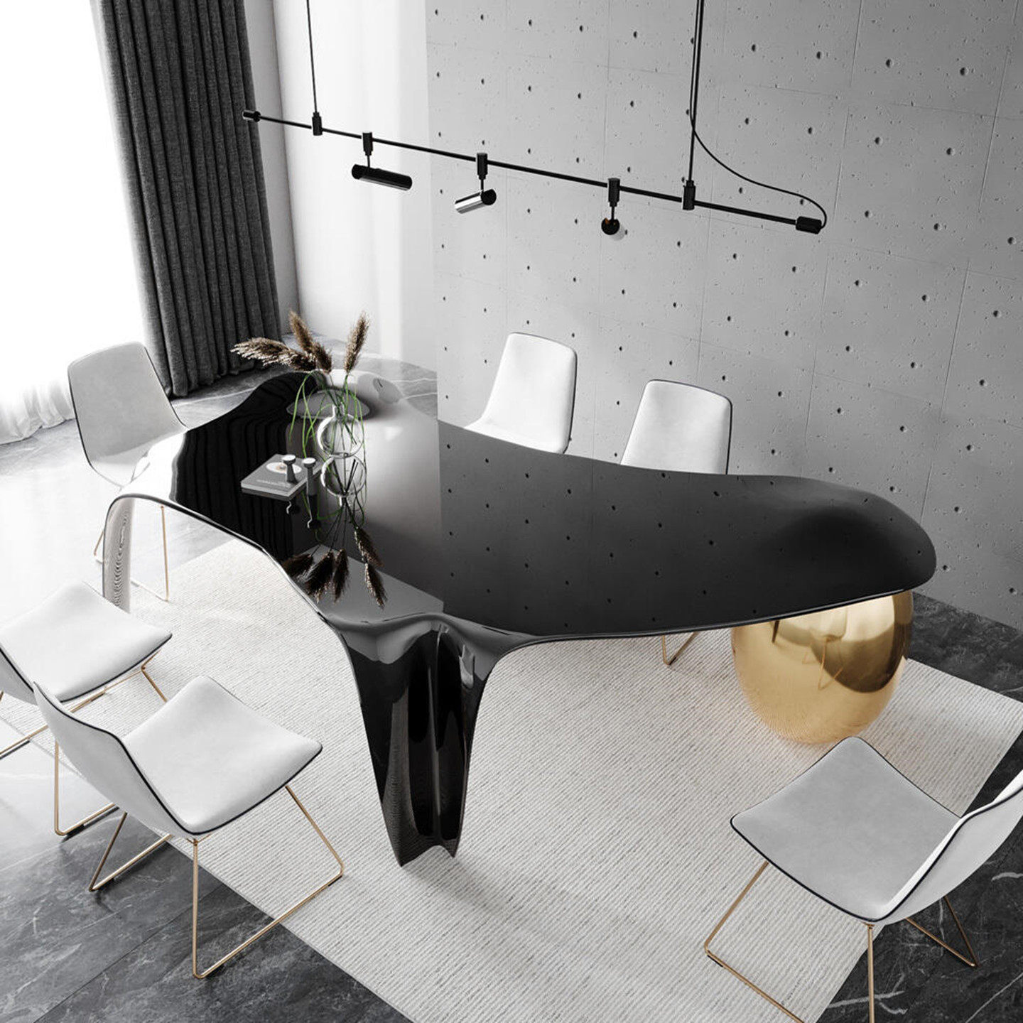 Modern Fiberglass Dining Table Designer Decorative Dining Table Sculptural Dining Table for Home Hotel Villa Interior