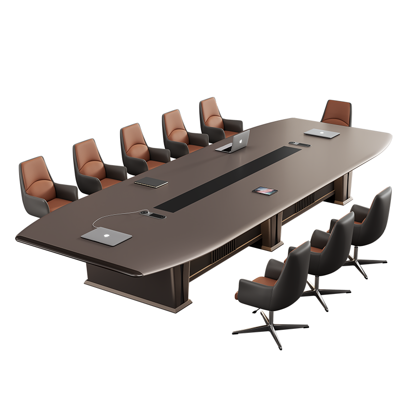 Luxury Modern Wood Panel Conference Table Set Metal Frame Office Meeting Desk Chairs Executive Boardroom Furniture for 12 People