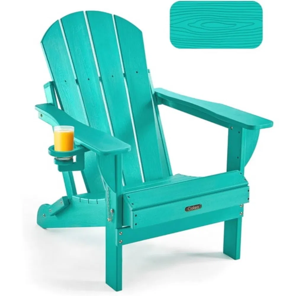 Elegant HDPE Plastic Wood Adirondack Folding Chair for Outdoor Enjoyment