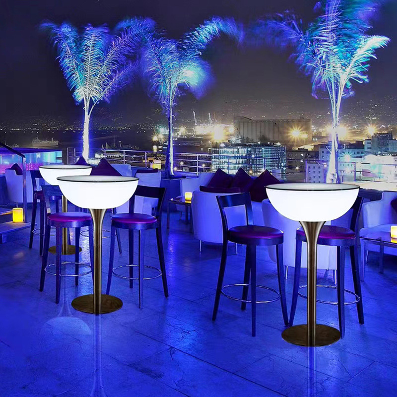 Commercial Bar Lounge Furniture Nightclub Illuminated Waterproof Led bar Table Led Furniture High Top Cocktail Tables for bar