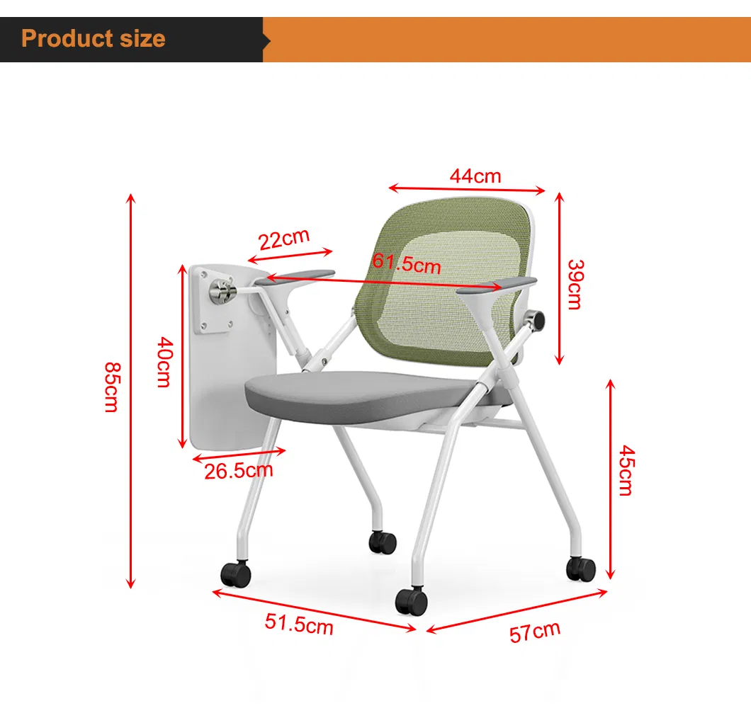 Wholesale Folding School Conference Meeting Room Student Staff Mesh Training Office Chair with Writing Tablet