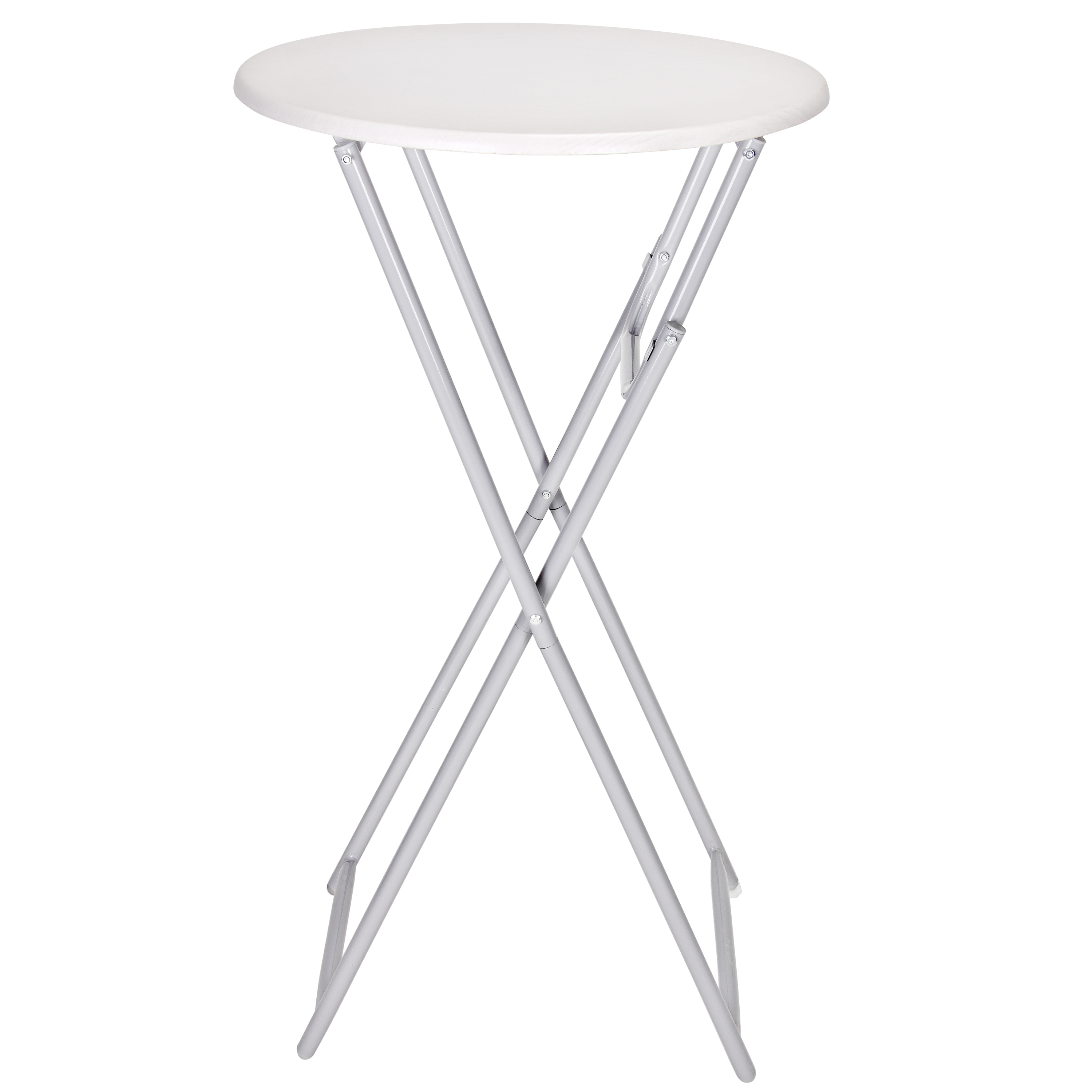 Round White MDF Folding Foldable Bar Cocktail Coffee Table 110cm Height