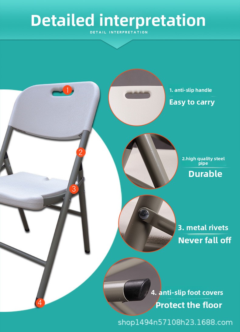 Lightweight HDPE Plastic Frame Foldable Chair with Waterproof Cushion