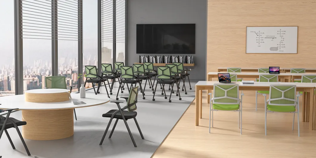 Folding Training University Lecture Chair with Table Pad Hall Chair with Wheel