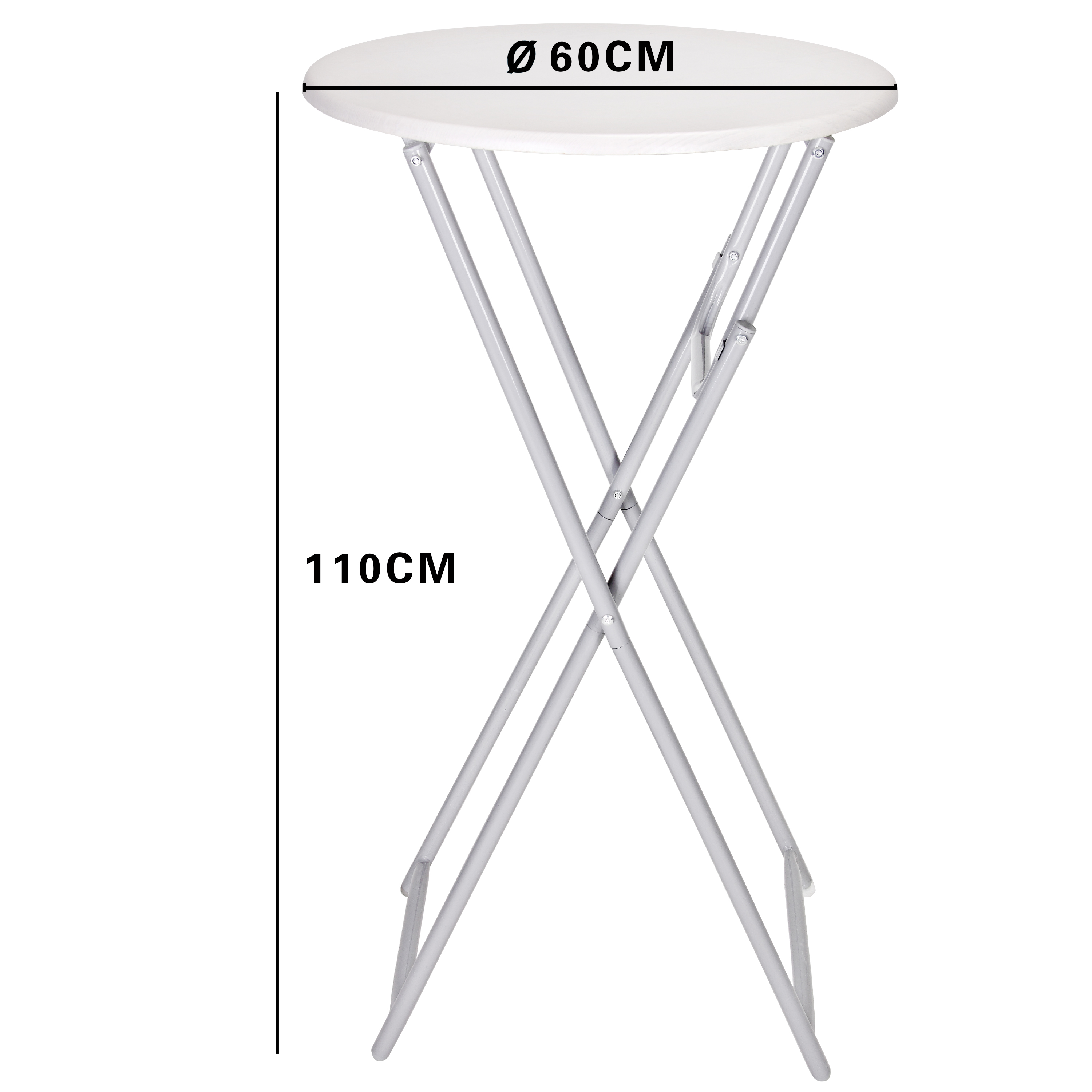 Round White MDF Folding Foldable Bar Cocktail Coffee Table 110cm Height