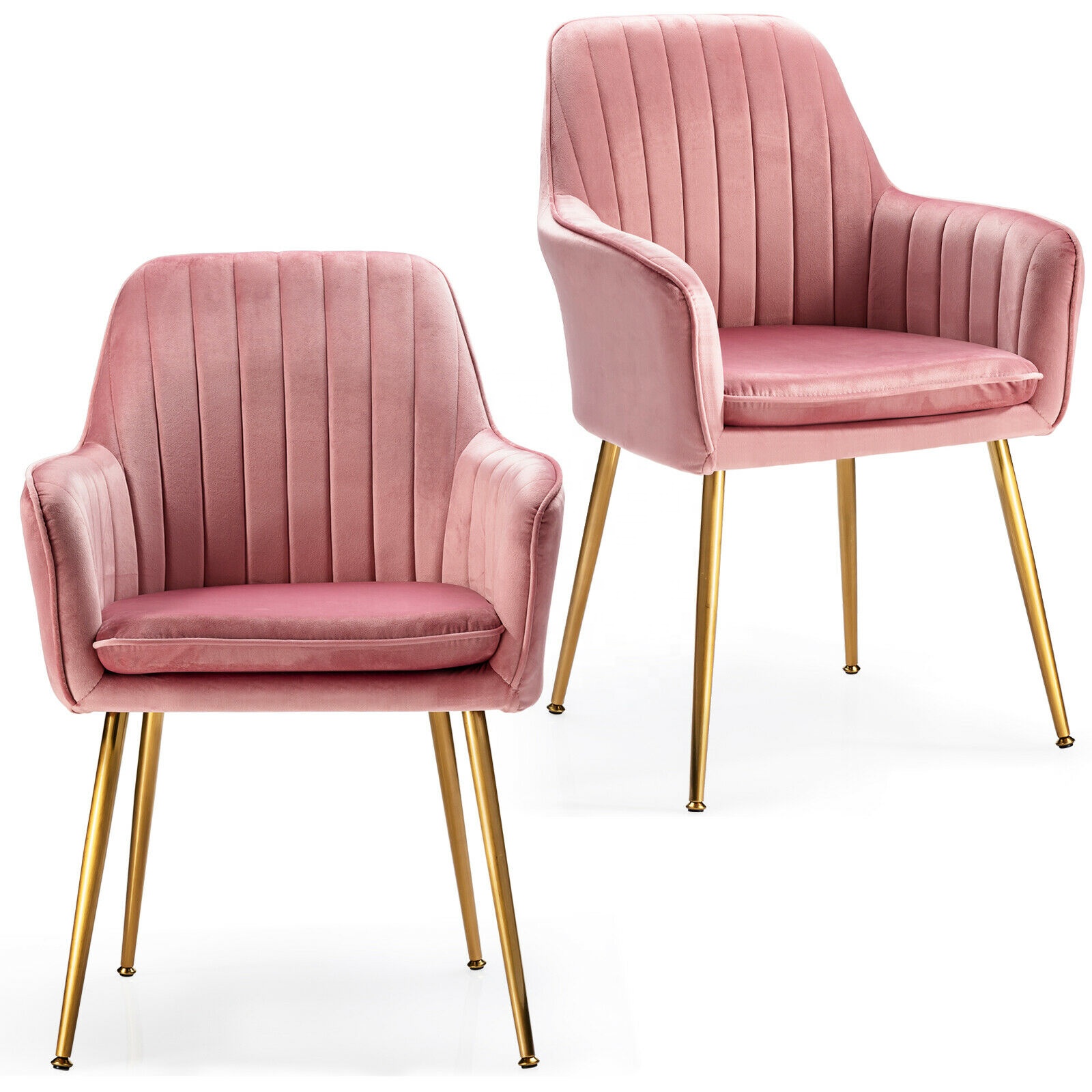 Modern Leisure Upholstered Velvet Fabric Dining Chairs with Armrest