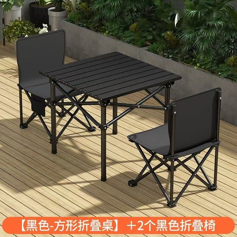 Modern Outdoor Folding Tables and Chairs Portable Oxford Material Steel Pipe Design for Camping Picnic Farmhouse Use