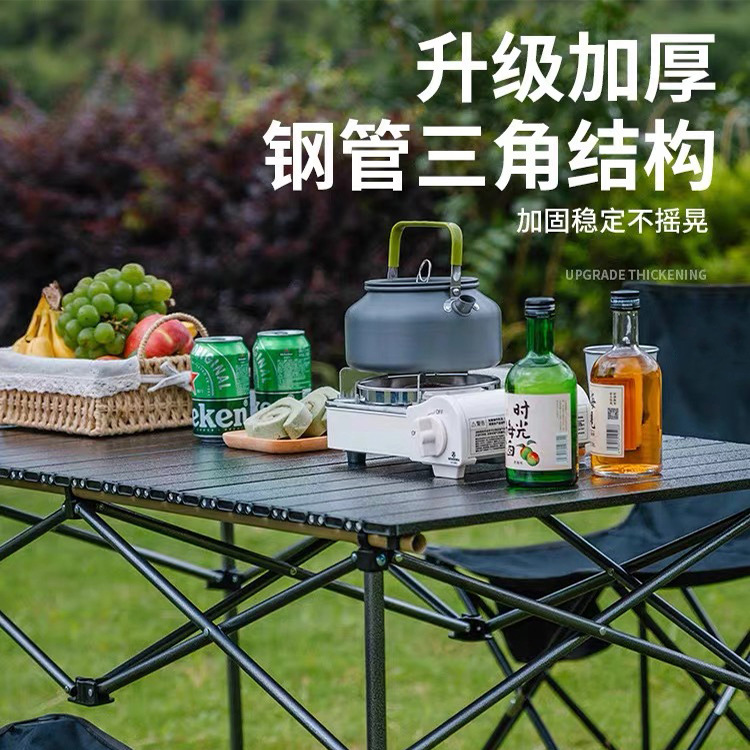 Modern Outdoor Folding Tables and Chairs Portable Oxford Material Steel Pipe Design for Camping Picnic Farmhouse Use