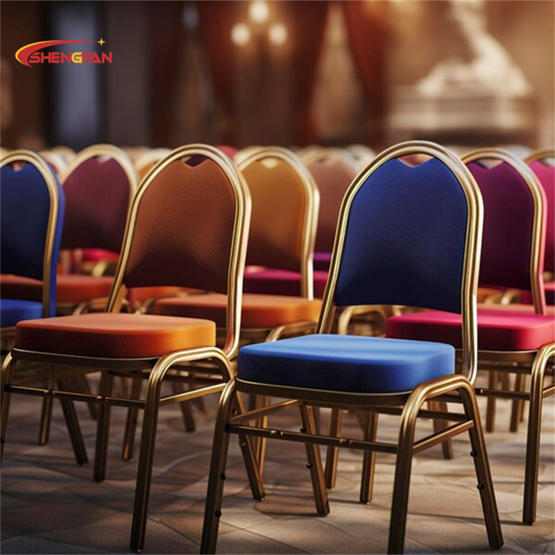 Wholesale High Quality Stacking Gold Banquet Chair Used Fabric PU Upholstered Hotel Wedding Party Chairs for Sale