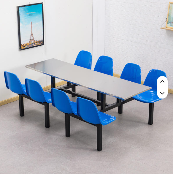 Modern Restaurant Tables Fibreglass School Canteen Dining Table and Chair Staff Cantina Dining Table and Chair