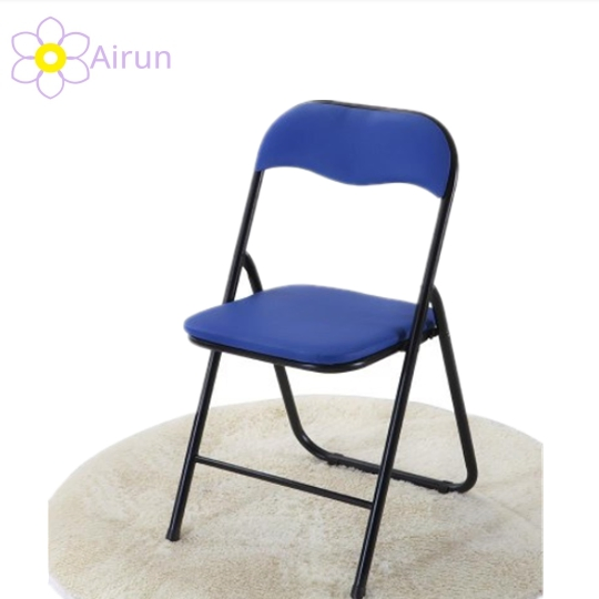 Black Foldable Light Weight Metal Steel Frame Folding School PU Leather Padded Chairs for Meeting Party Event Wedding Training Conference