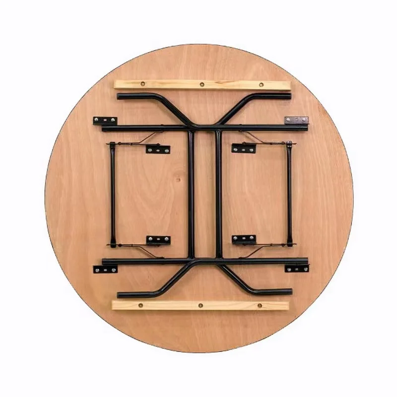 Simple Wooden Round Shape Folding Dining Table for Outdoor Wedding Banquets for Hotels