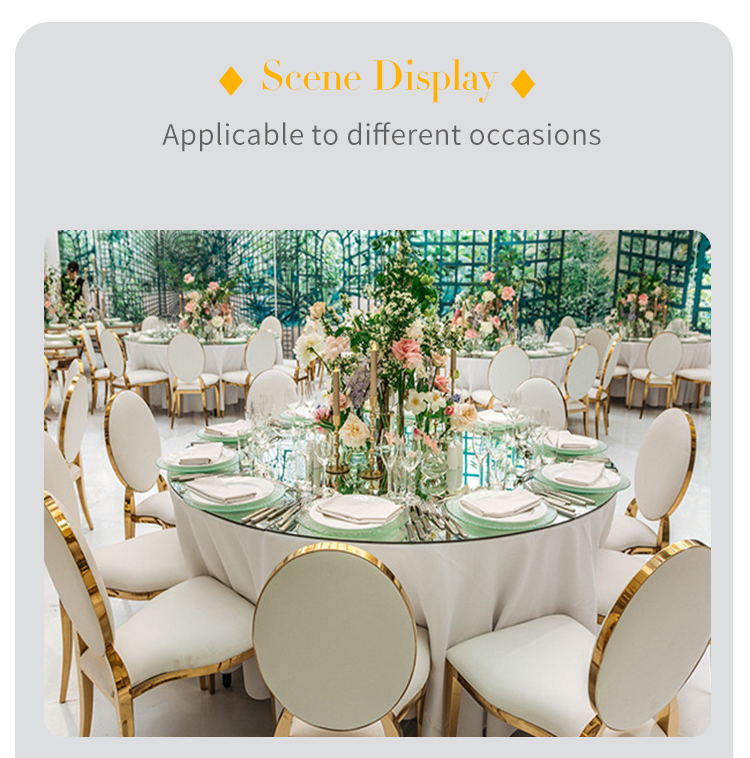 Wholesale Luxury Silver Back Round Blue Upholstered Padded Throne Stainless Steel Hotel Party Event Dining Banquet Wedding Chair
