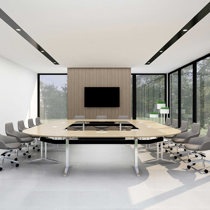 Luxury Modern Offical Solid Wood Meeting Room Desk 8 10 12 20 Person 16 Seaters Veener Laminated Wooden Conference Tables